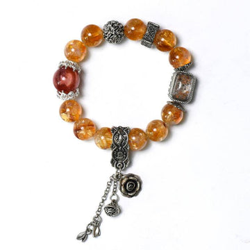 The Mystic Garden Box Bracelet - Citrine Phantom, Red Hematoid & Secret Garden Quartz Talisman