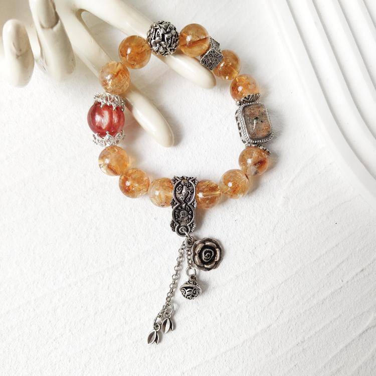 The Mystic Garden Box Bracelet - Citrine Phantom, Red Hematoid & Secret Garden Quartz Talisman