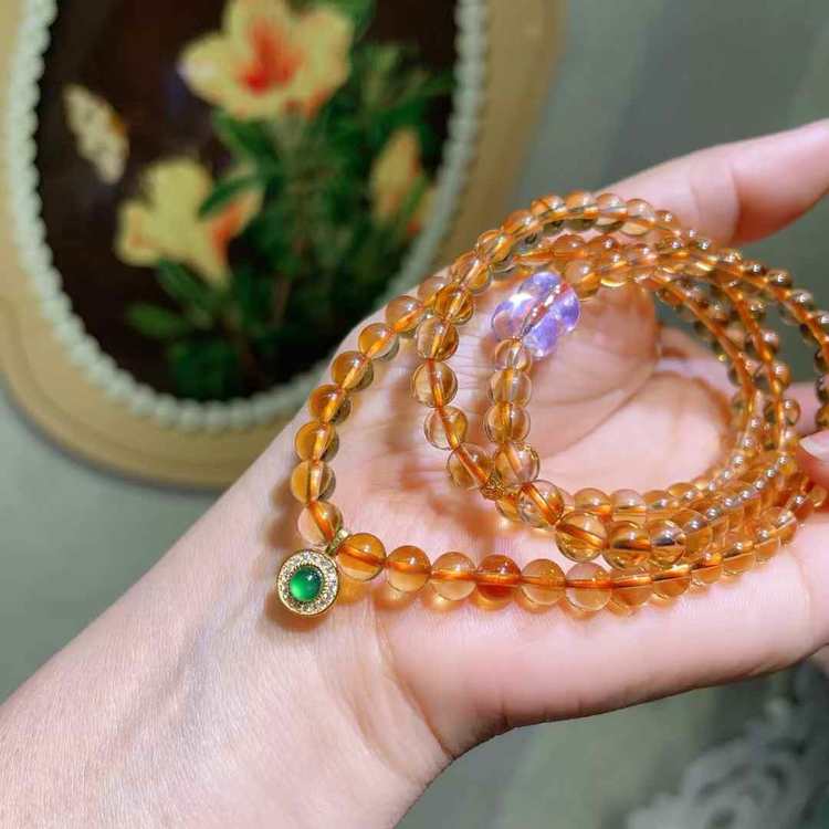 The Growth & Intuition Bracelet - Natural Citrine Phantom & Amethyst Crystal for Success and Clarity