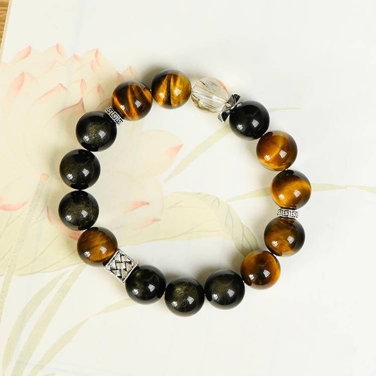 The Empire Manifestation Bracelet - Natural Black Gold Super Seven, Tiger’s Eye & Golden Obsidian