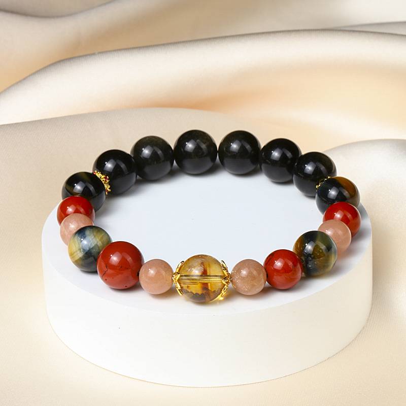 The Giverny Garden Bracelet | Monet's Garden Collection: Natural Sunstone, Tiger's Eye & Red Jasper Harmony